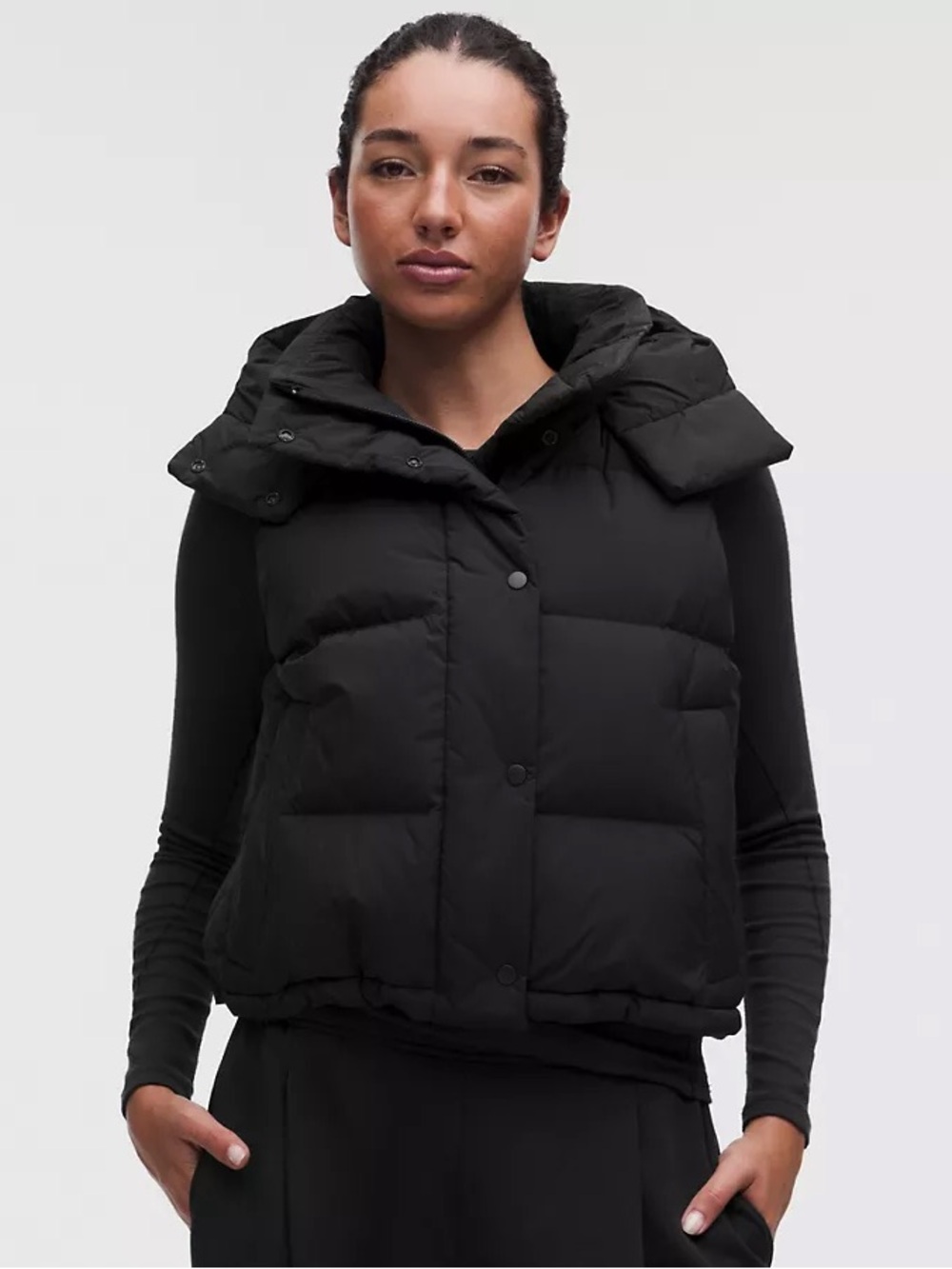 Lululemon Wunder Puff 600-Down-Fill Cropped Vest - Black, Size 6